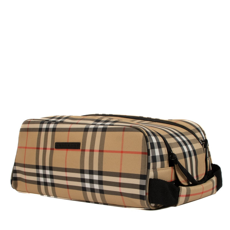Burburry Golf Beige House Check Nylon Toiletry Bag