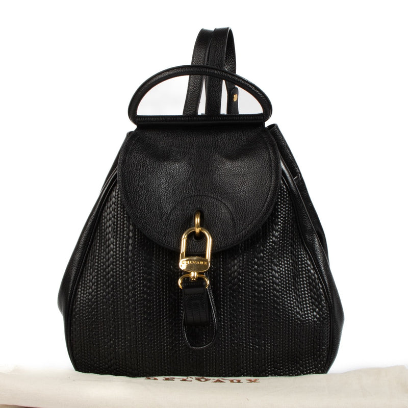 Shop safe online at Labellov in Antwerp, Brussels and Knokke this 100% authentic second hand Delvaux Black Toile De Cuir Lucifer Backpack