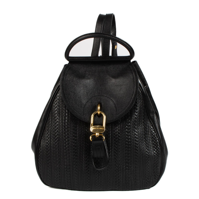 Shop safe online at Labellov in Antwerp, Brussels and Knokke this 100% authentic second hand Delvaux Black Toile De Cuir Lucifer Backpack
