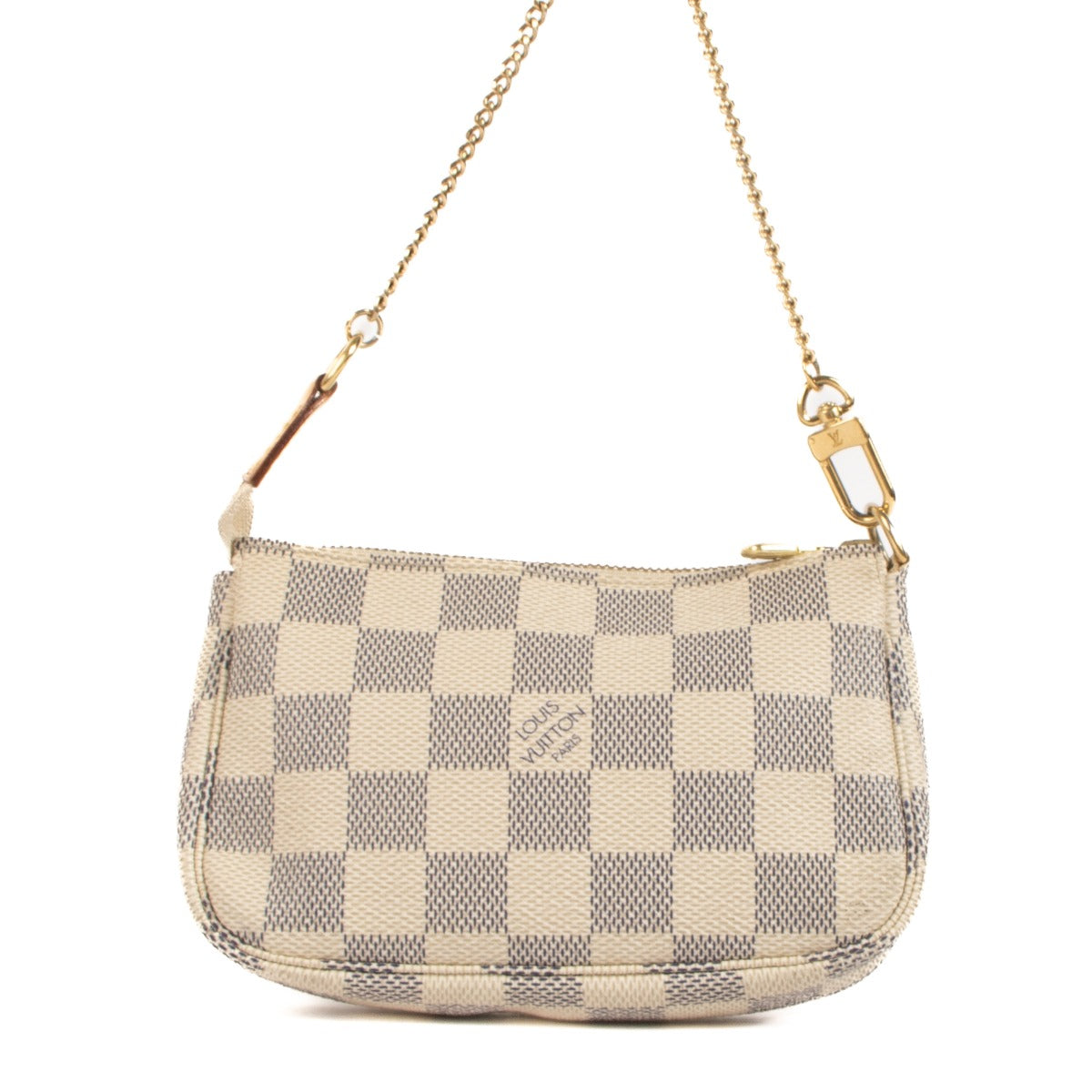 Shop safe online at Labellov in Antwerp, Brussels and Knokke this 100% authentic second hand Louis Vuitton Damier Azur Canvas Mini Pochette Accessoires Bag