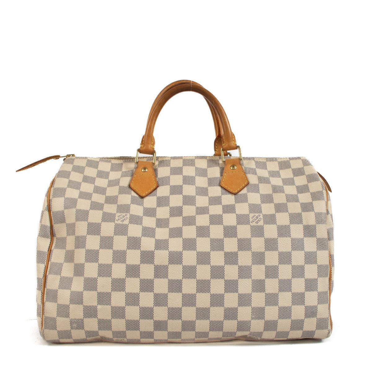 Shop safe online at Labellov in Antwerp, Brussels and Knokke this 100% authentic second hand Louis Vuitton Damier Azur Speedy 35 Top Handle Bag