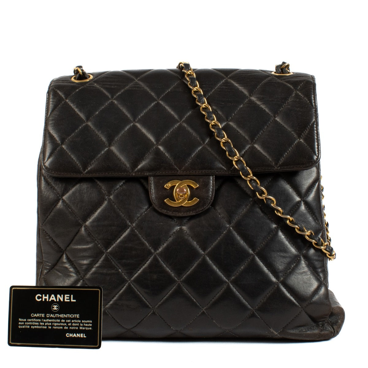 Chanel Black Lambskin Double Sided Trapeze Bag