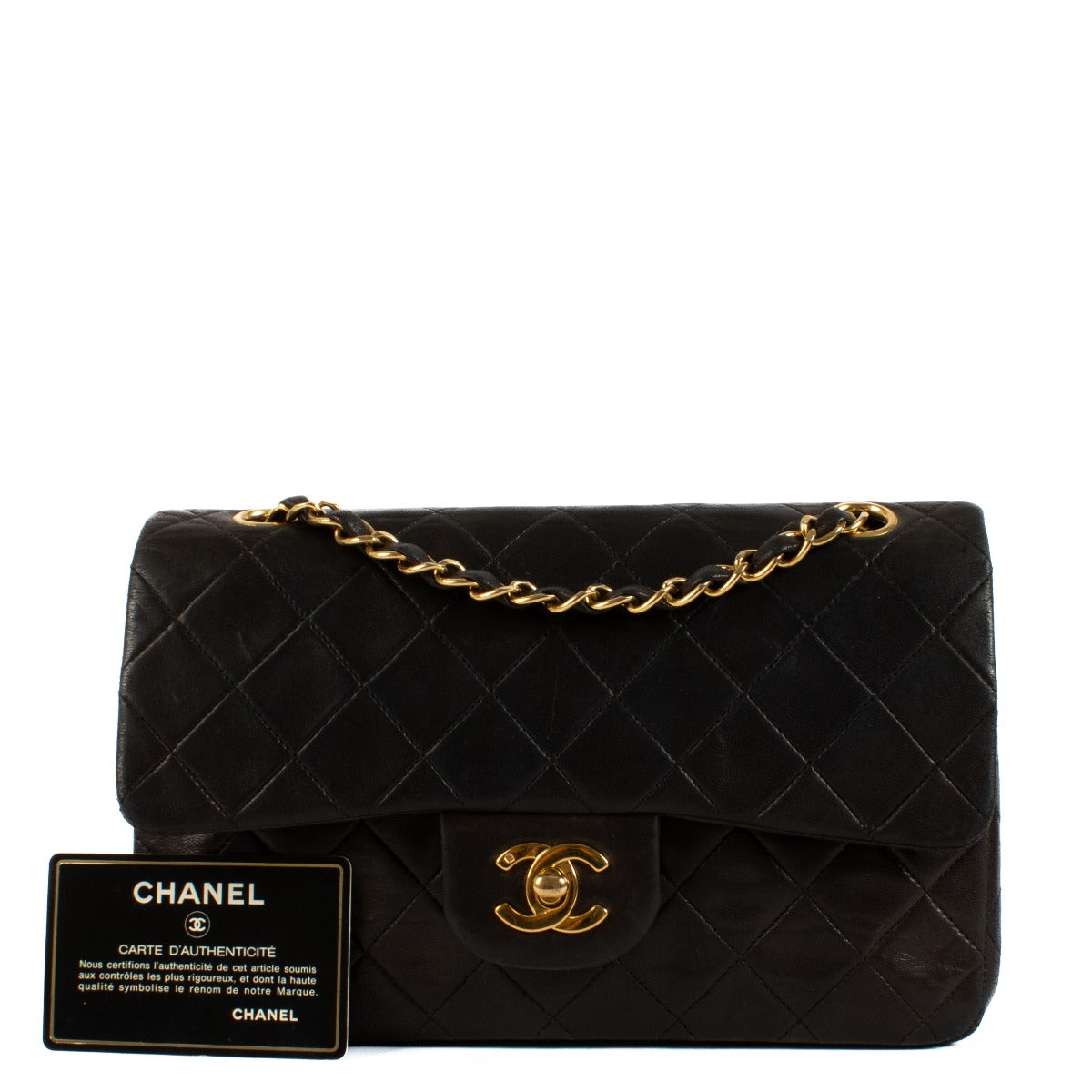 Shop safe online at Labellov in Antwerp, Brussels and Knokke this 100% authentic second hand Chanel Black Lambskin Small Classic Flap Bag