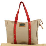 Louis Vuitton Red Beige Cloth Antigua Cabas GM Shoulder Bag for the best price at Labellov secondhand luxury in Antwerp, Brussels, Knokke.