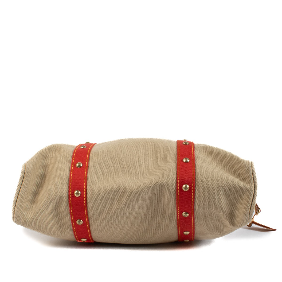 Louis Vuitton Red Beige Cloth Antigua Cabas GM Shoulder Bag for the best price at Labellov secondhand luxury in Antwerp, Brussels, Knokke.
