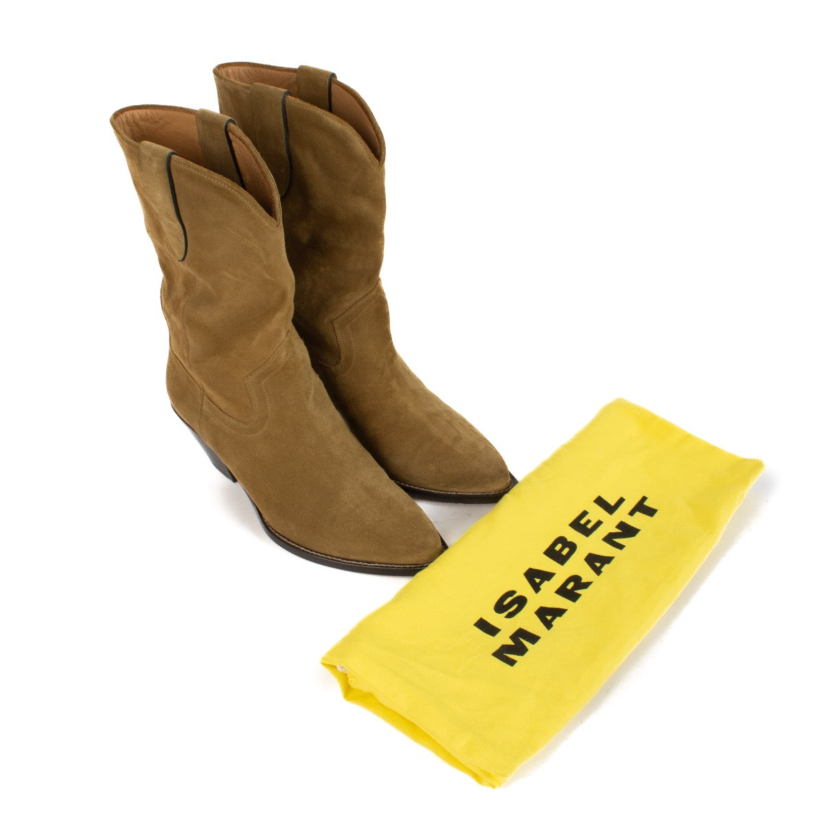 Shop safe online at Labellov in Antwerp, Brussels and Knokke this 100% authentic second hand Isabel Marant Taupe Dahope Suede Cowboy Boots
