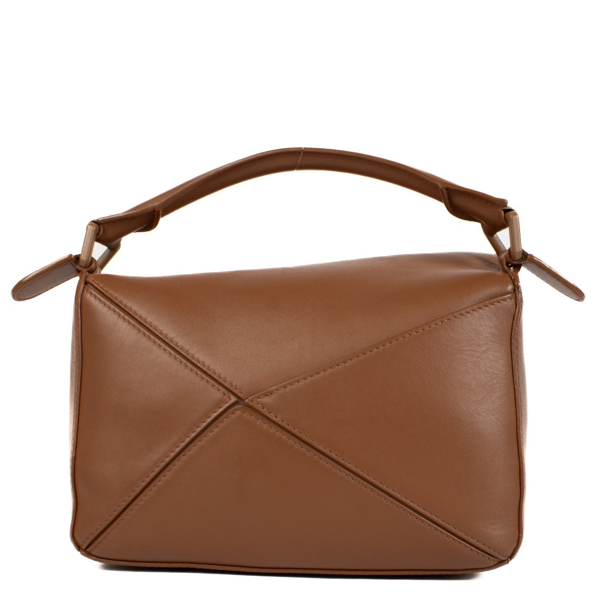 Authentic second hand brand new Loewe Tan Satin Calfskin Puzzle Bag at www.labellov.com
