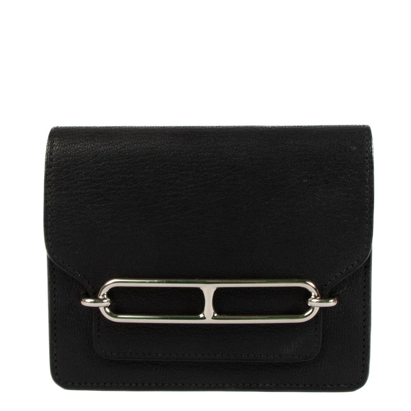 Hermès Roulis Slim Wallet Black Chevre Mysore