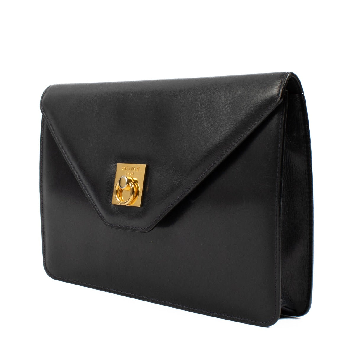 Pochette Celine Vintage en cuir lisse bleu