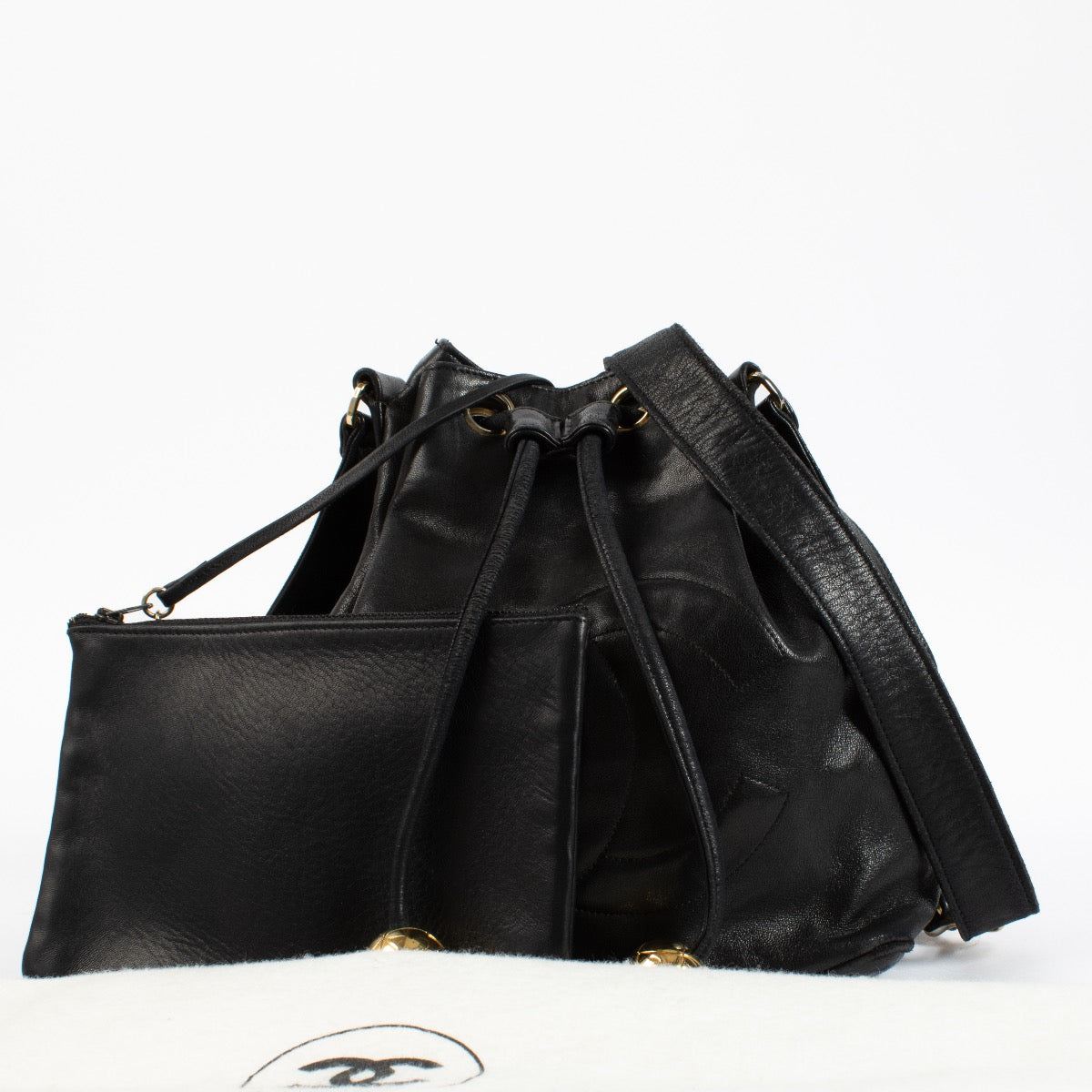 Chanel Black Gold Ball Bucket Bag