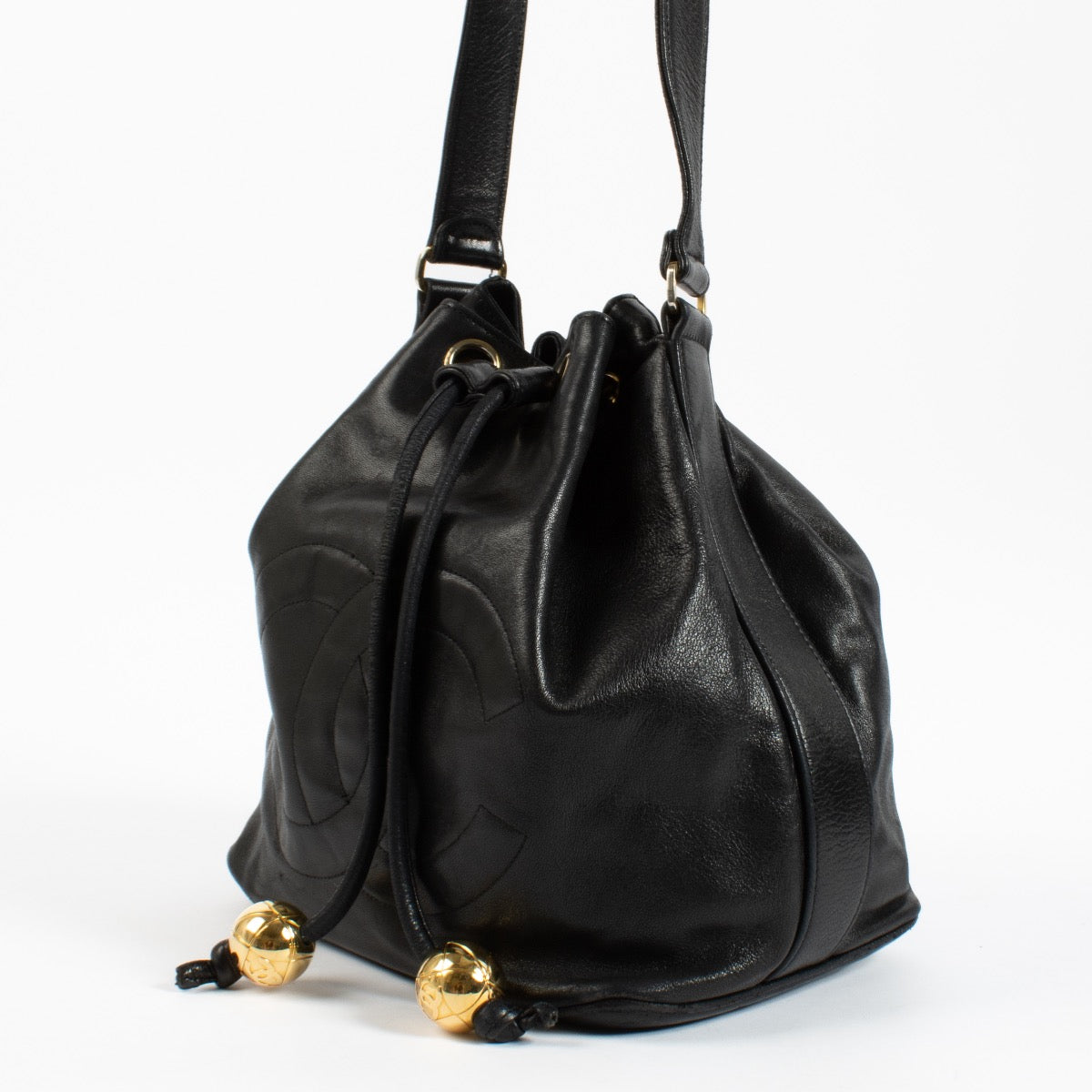 Chanel Black Gold Ball Bucket Bag