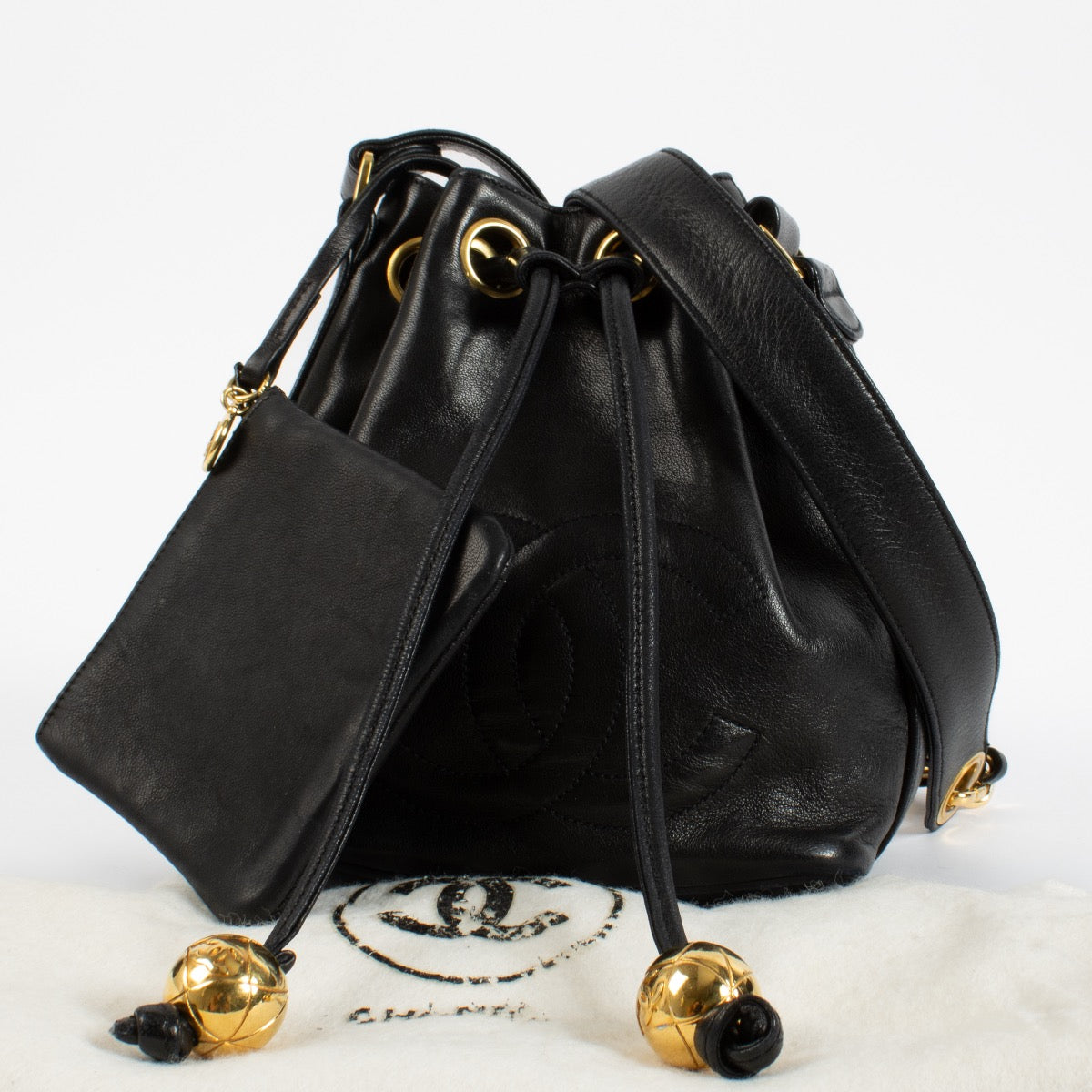 Chanel Black Leather Mini Bucket Bag