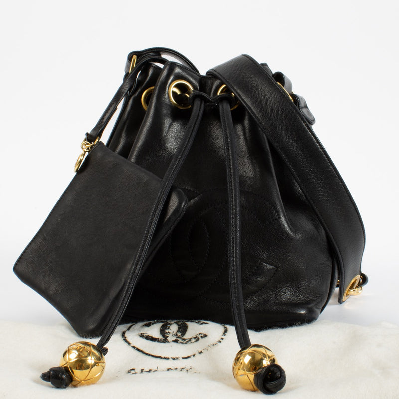 Chanel Black Leather Mini Bucket Bag