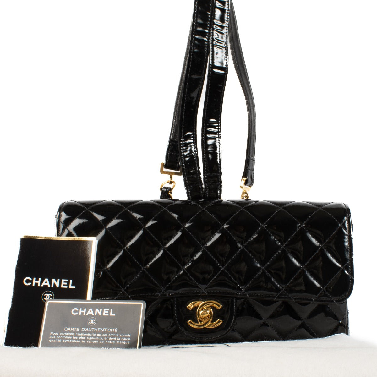 Chanel Black Quilted Patent Leather Classic Backpack
