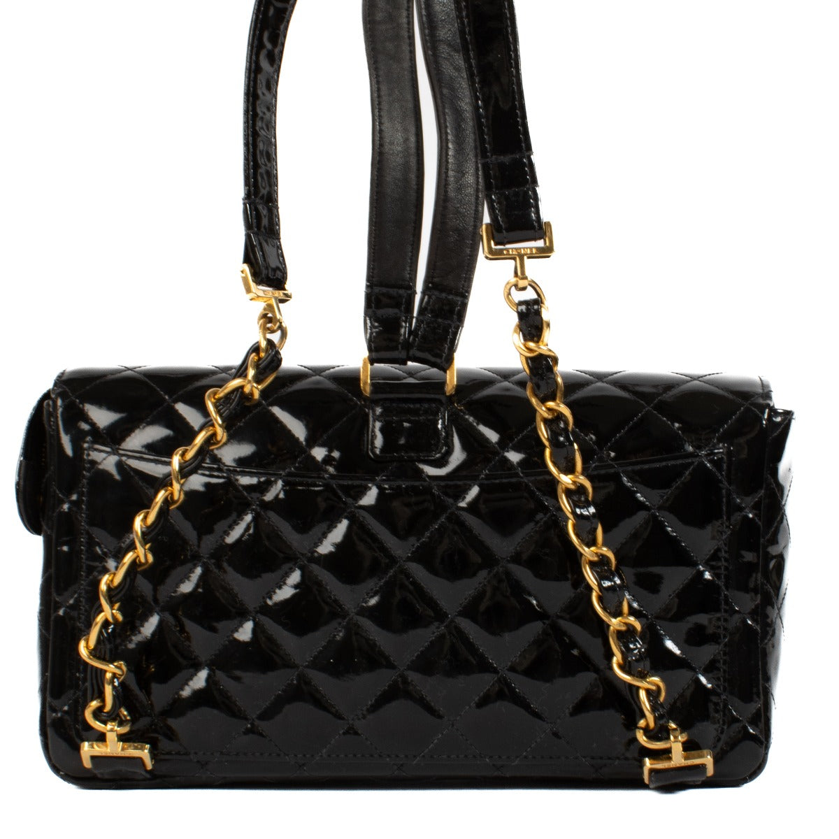 Chanel Black Quilted Patent Leather Classic Backpack