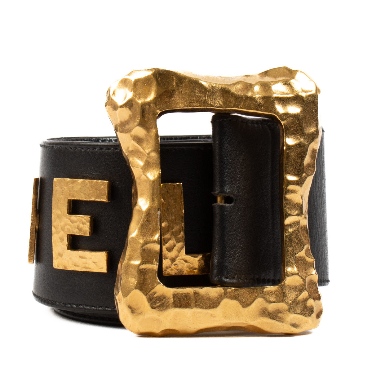 Ceinture Chanel noire logo 93A