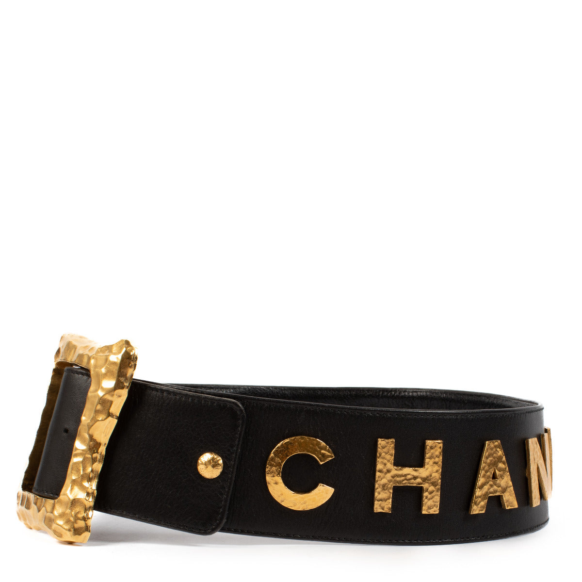 Chanel Black 93A Logo Belt - size 75 from the side. Pictures are true to life. We buy and sell