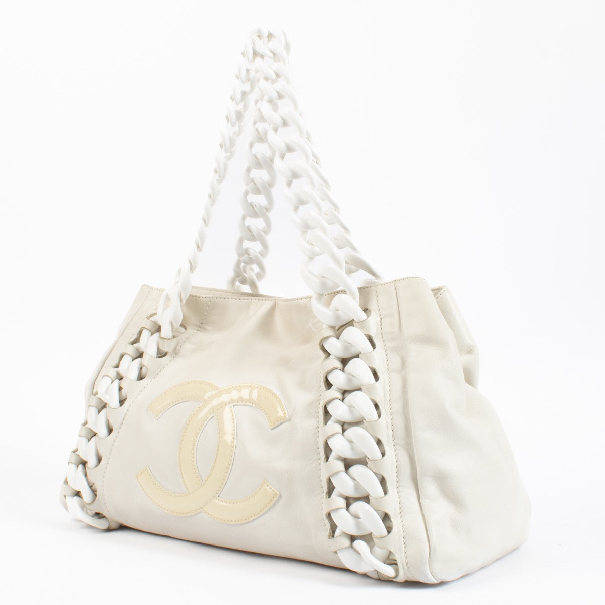 Chanel Witte Moderne Ketting Hobo Tas
