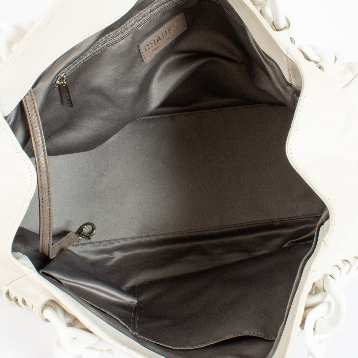 Chanel Witte Moderne Ketting Hobo Tas