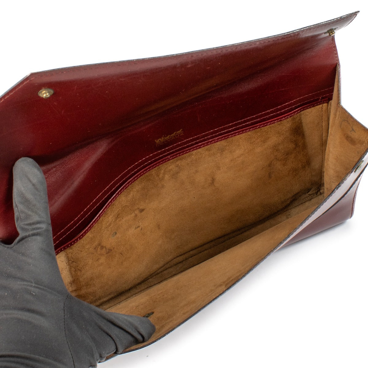 Delvaux Vintage Bordeaux Leren Overslag Clutch