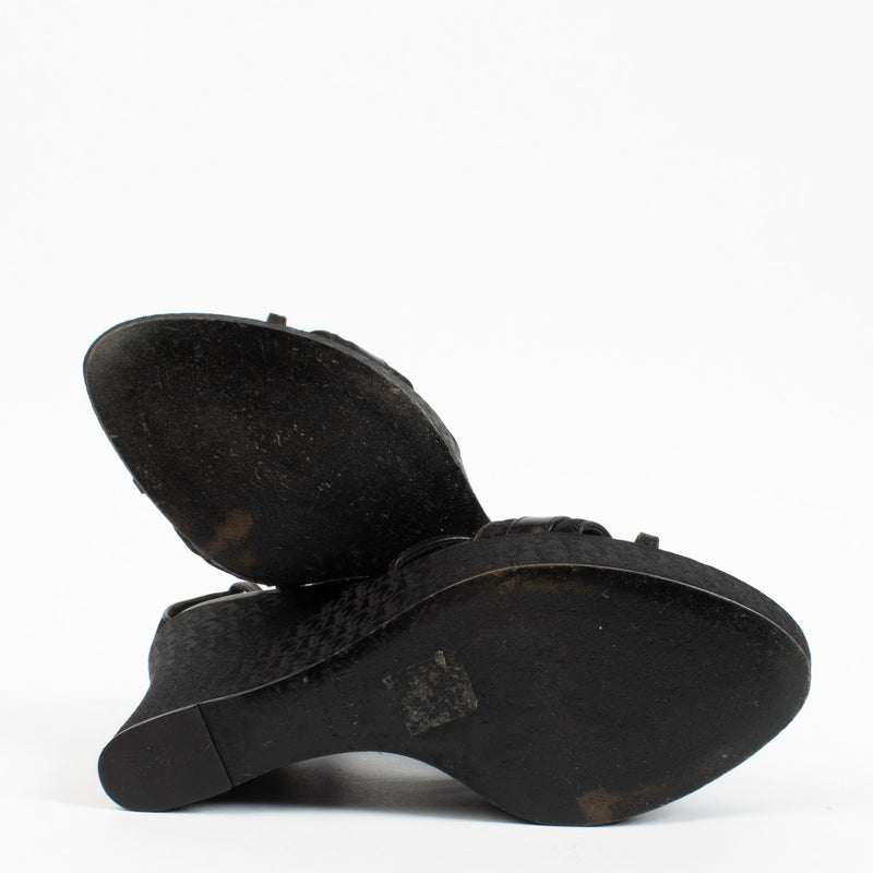 shop 100% authentic second hand Christian Dior Black Wedge Sandals - Size 40 on Labellov.com