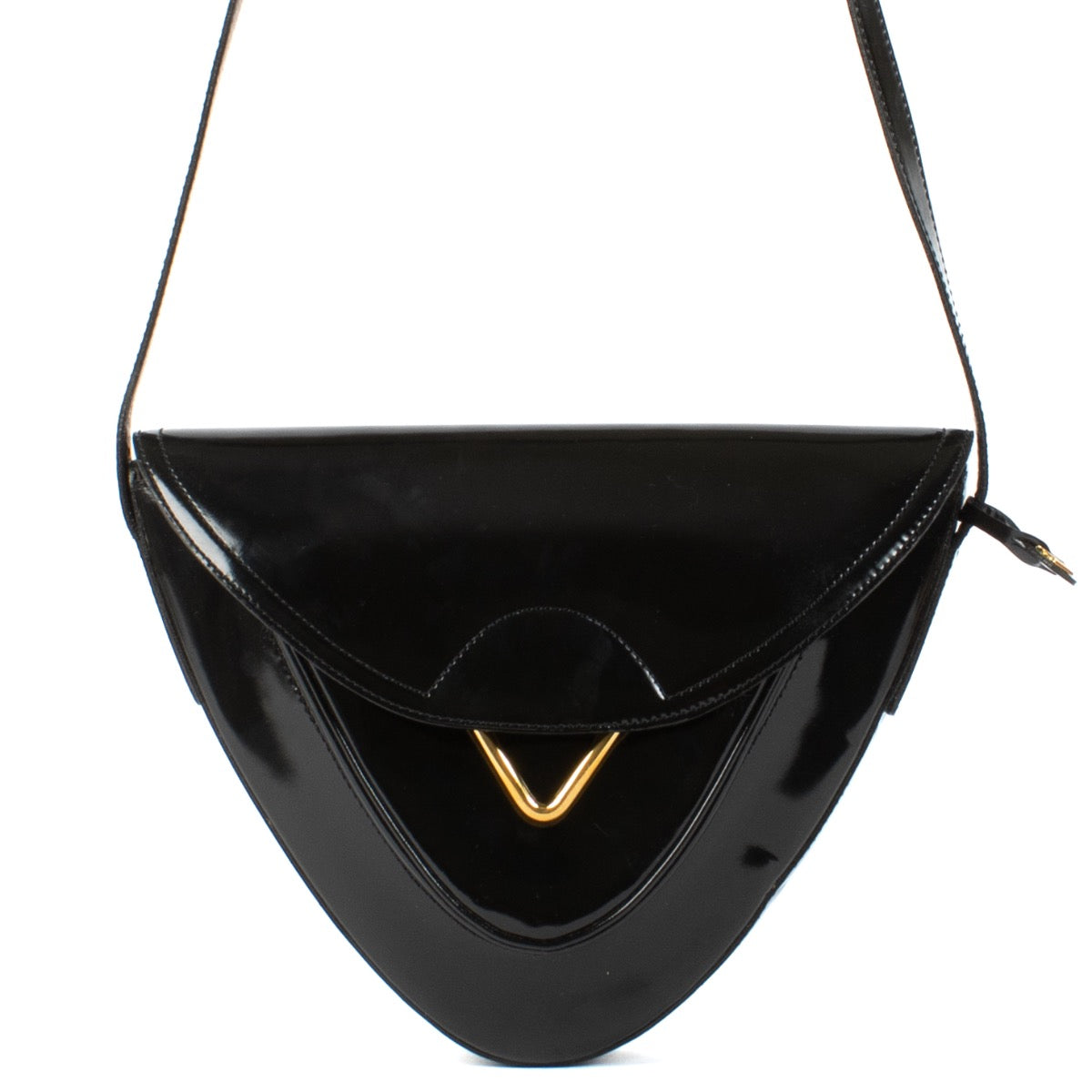shop 100% authentic second hand Delvaux Black Patent Triangle Shoulder Bag on Labellov.com