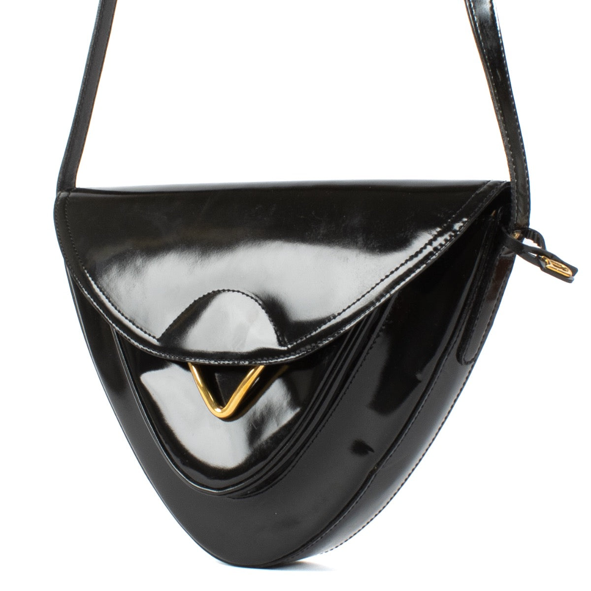 shop 100% authentic second hand Delvaux Black Patent Triangle Shoulder Bag on Labellov.com