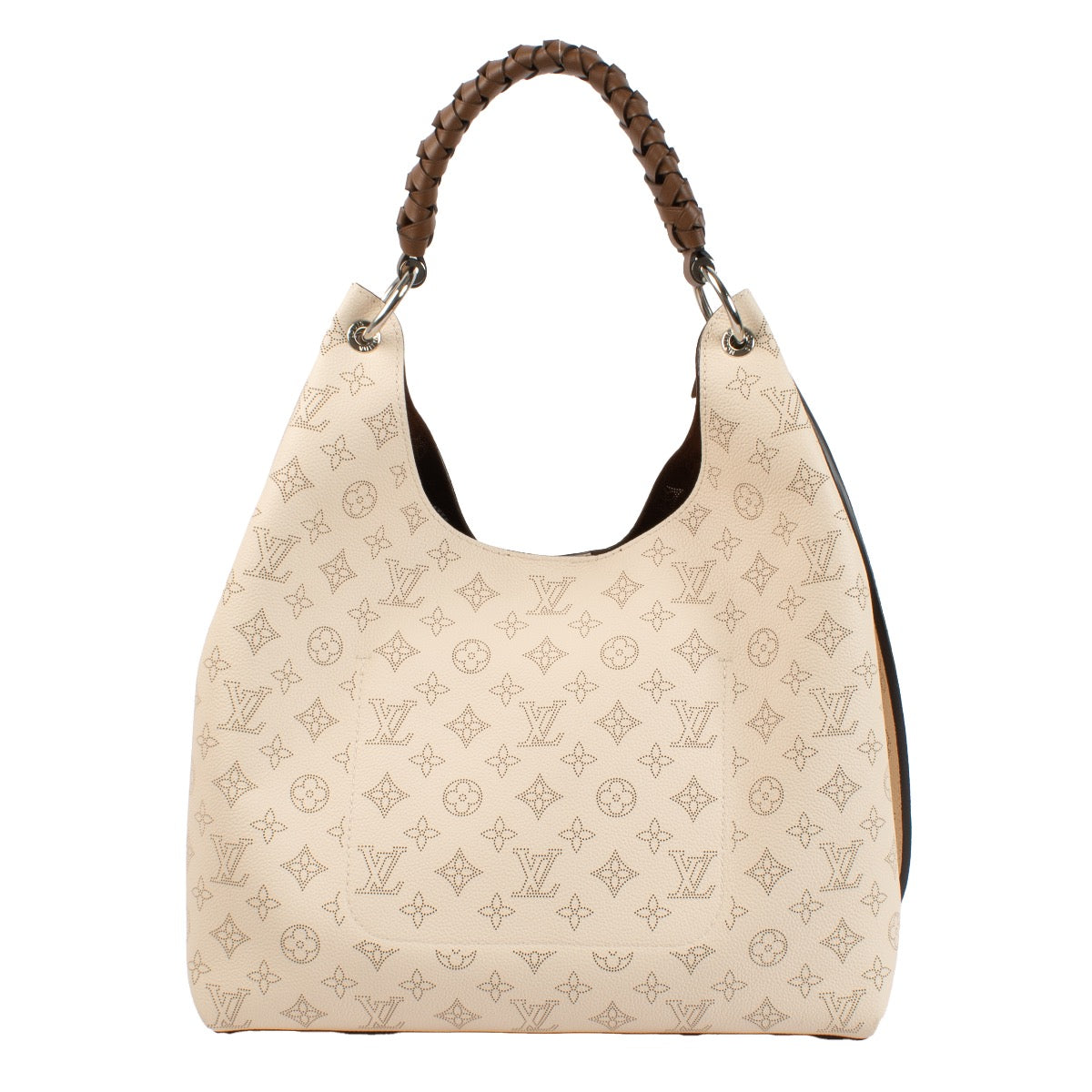 authentic second hand Louis Vuitton Creme Mahina Carmel Hobo Bag on Labellov.com