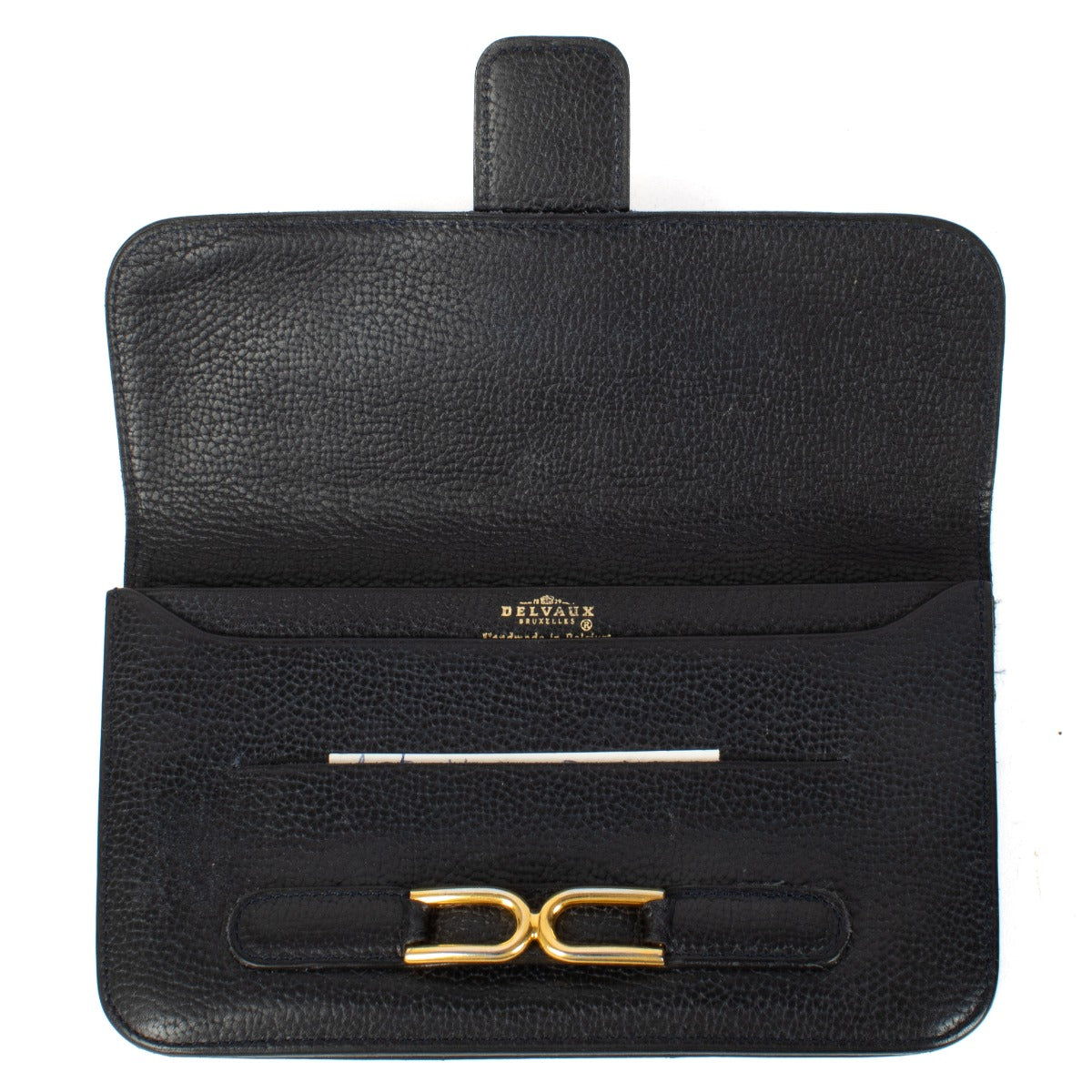 Portefeuille Delvaux Escudo en Cuir Bleu Marine