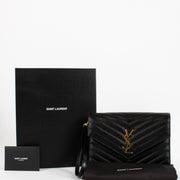 Are you looking for an authentic Saint Laurent Black Matelasse Cassandre Flap Pouch? We buy and sell your preloved designer bags.