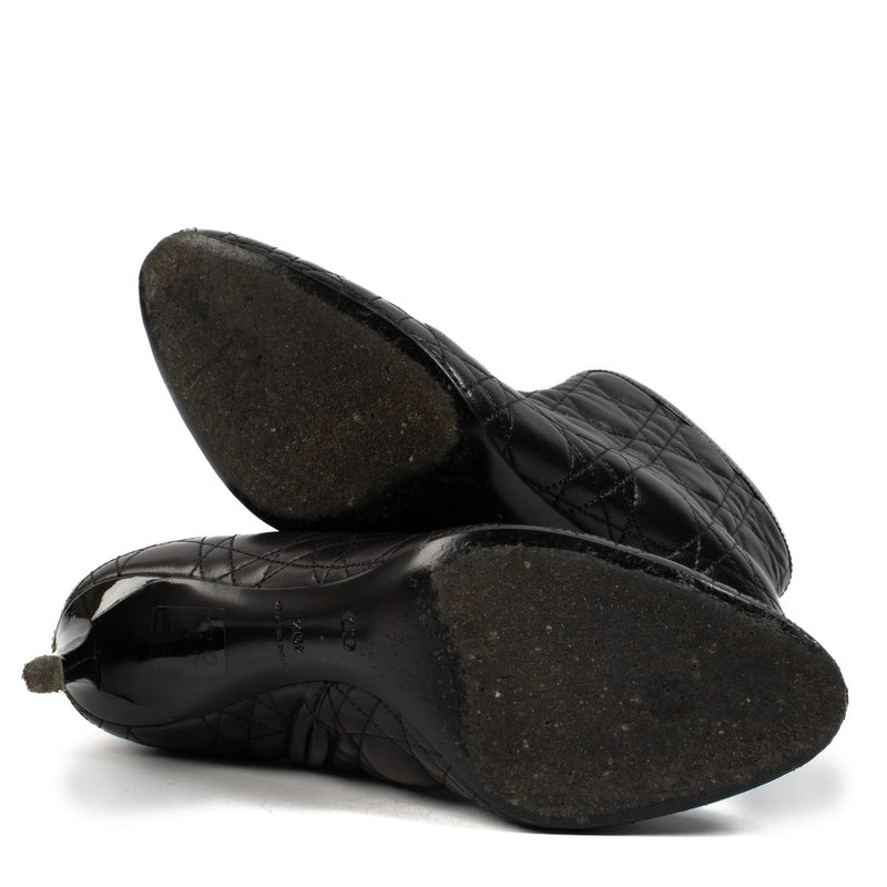 Christian Dior Black Cannage Ankle Boots - Size 40 1/2