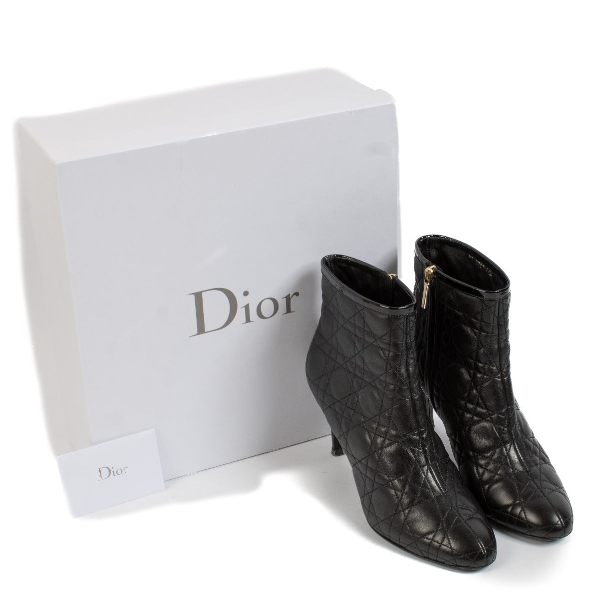 Christian Dior Black Cannage Ankle Boots