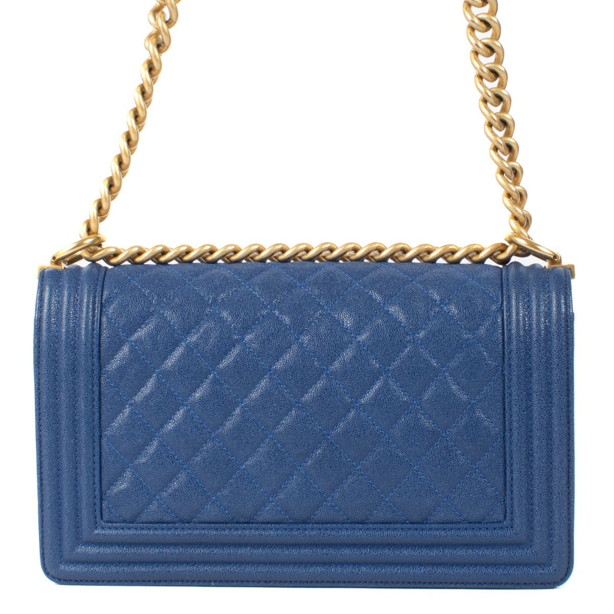 Sac Boy Chanel moyen en cuir caviar brillant bleu