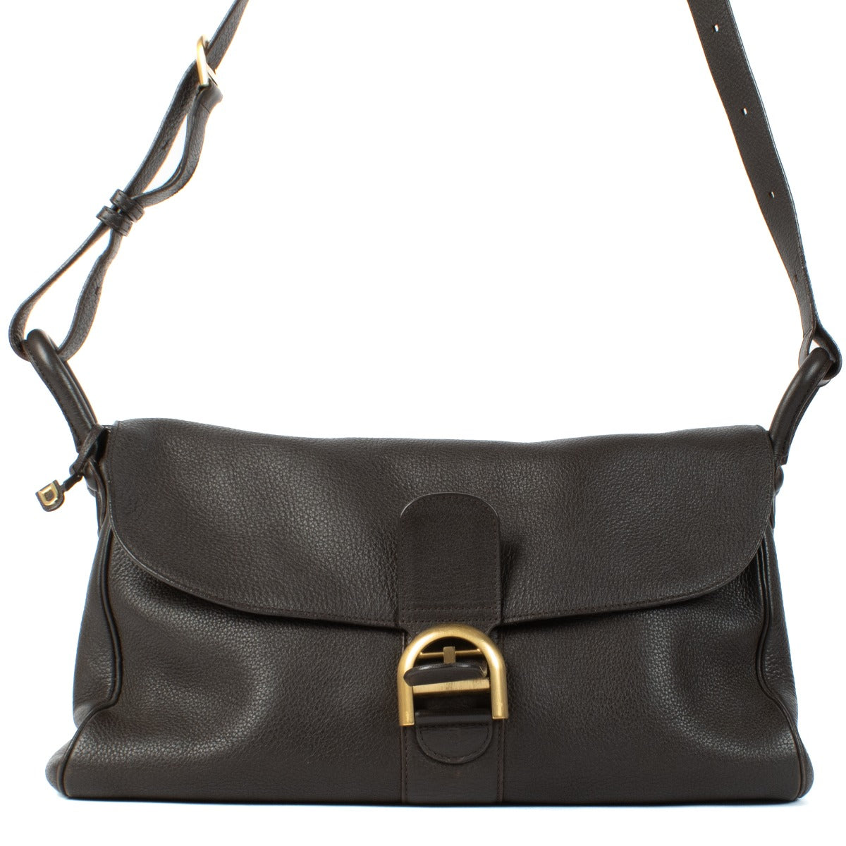 Shop 100% authentic Delvaux Chocolate Brown Brillant Besace Shoulder Bag at Labellov.com.
