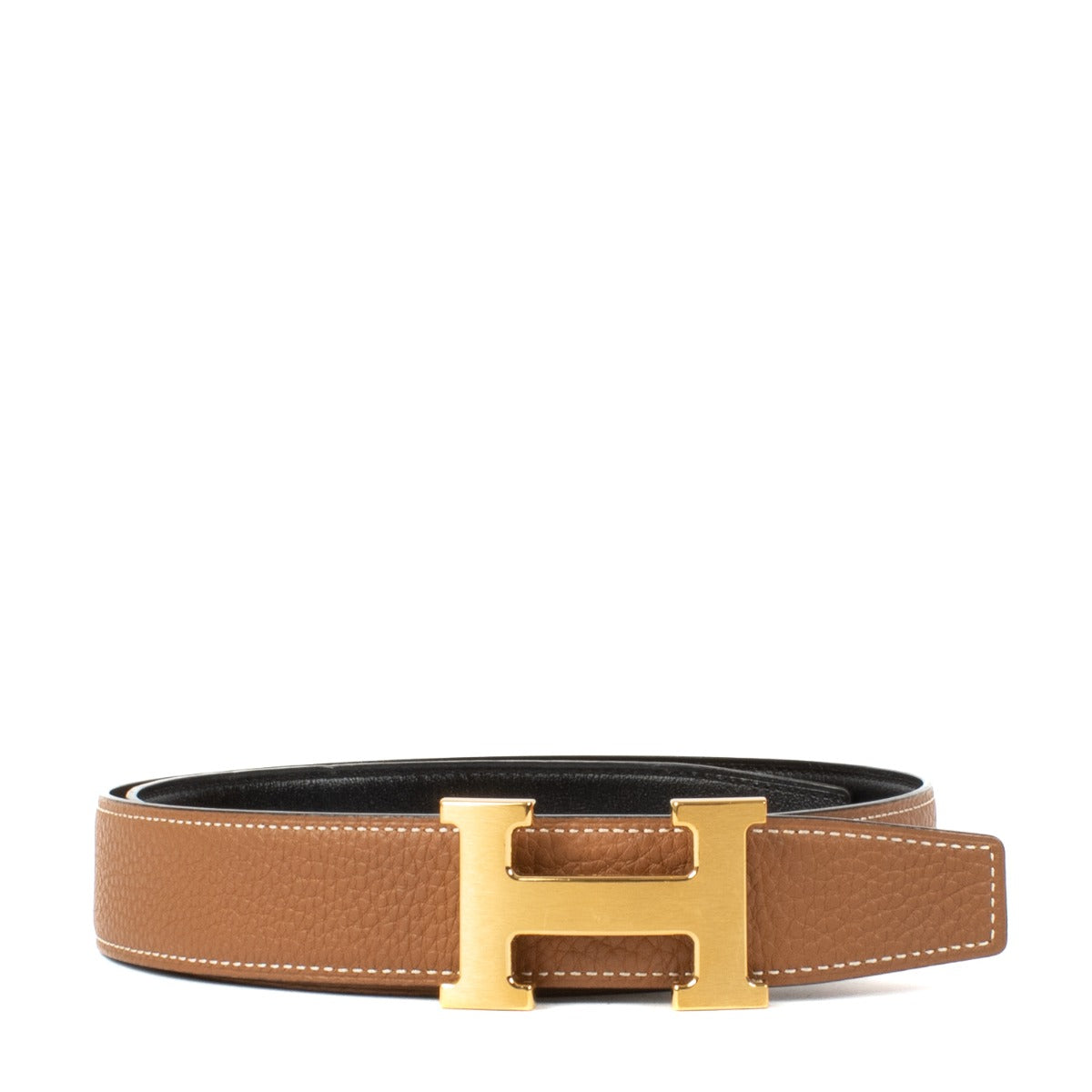 Hermès Gold/Black Reversible H Buckle Belt