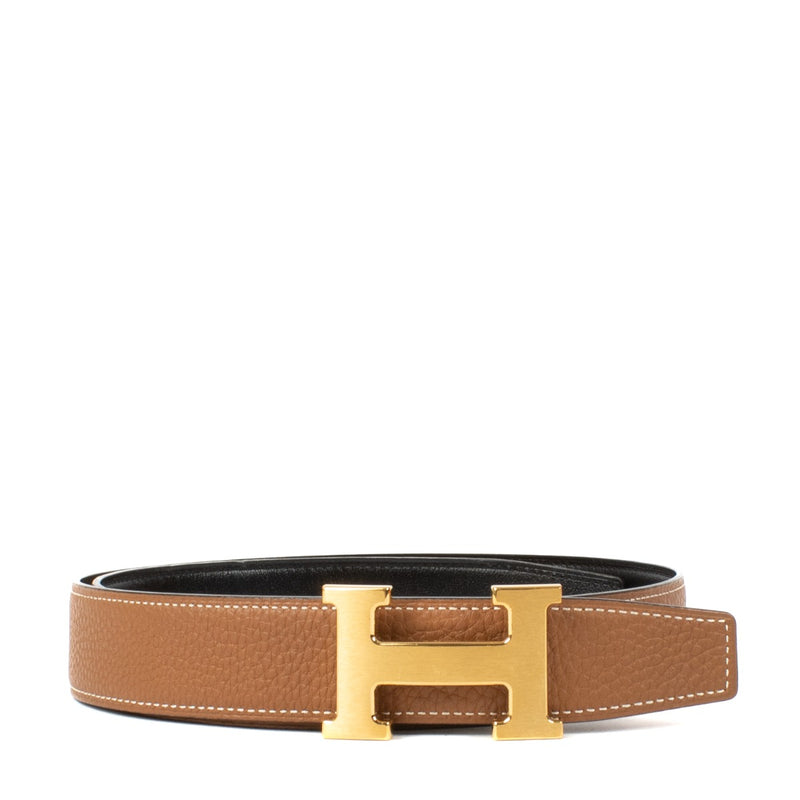 Hermès Gold/Black Reversible H Buckle Belt