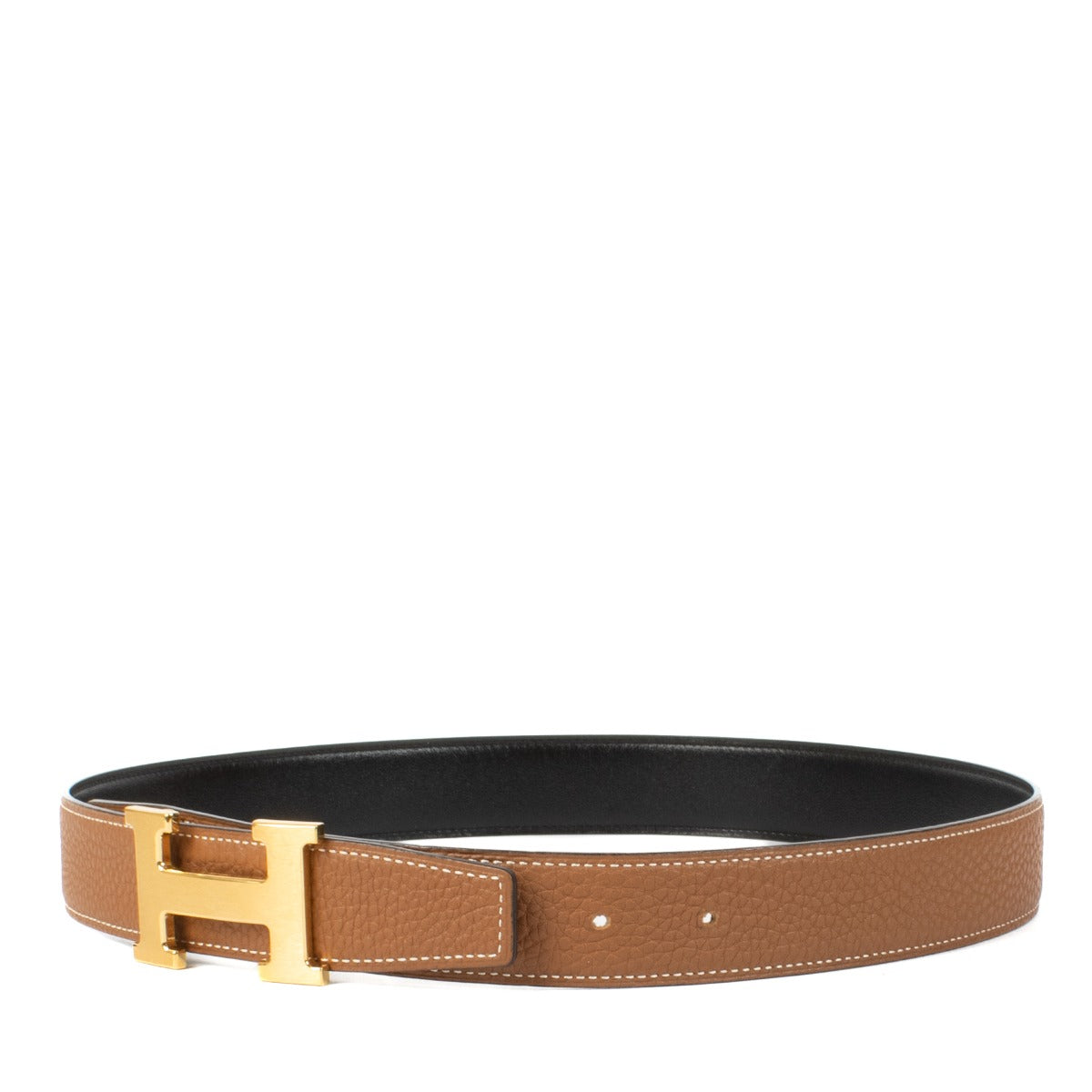 Ceinture Hermès réversible H or/noir - Taille 80