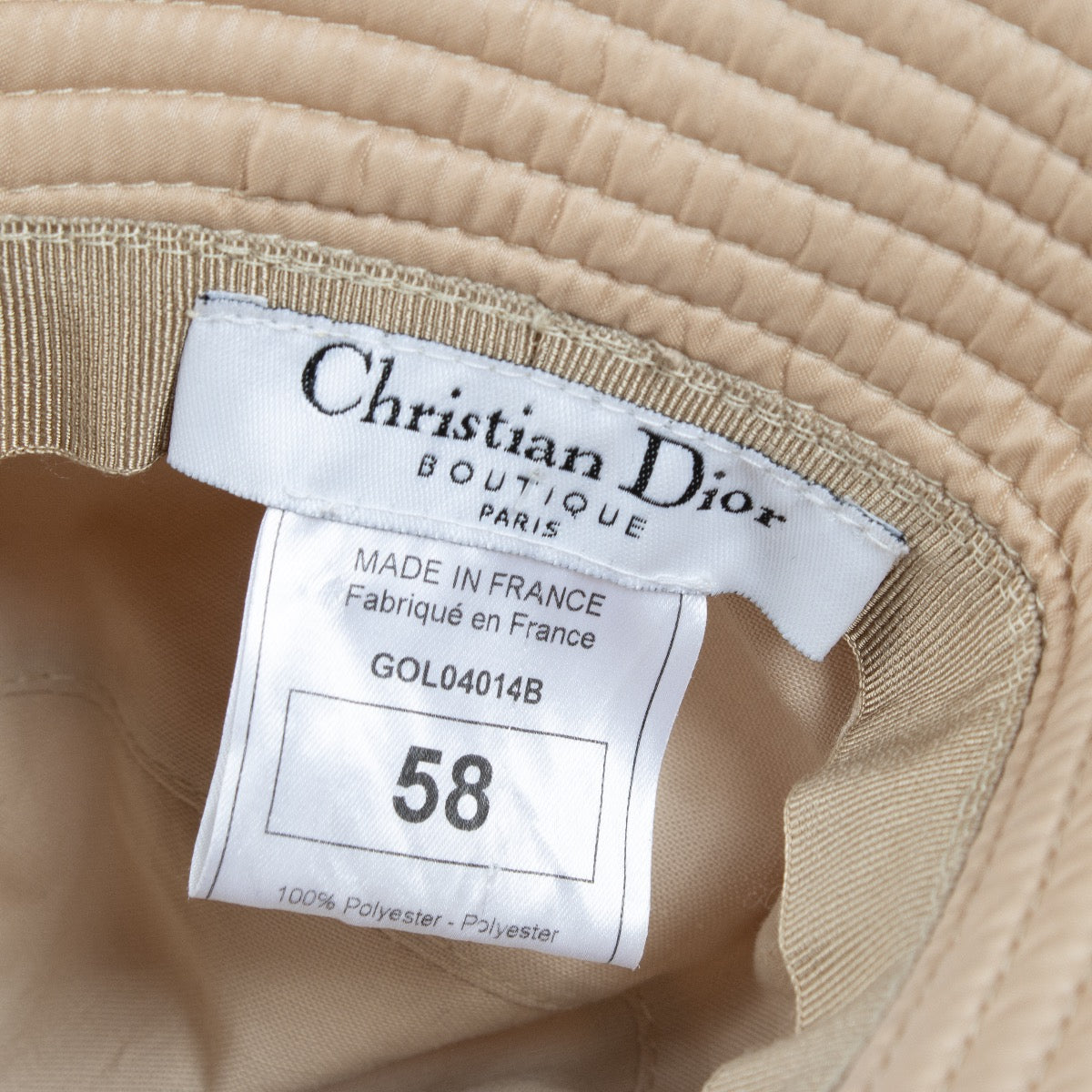 Buy authentic second hand Christian Dior Polyester Beige Logo Bucket Hat - 58 cm at Labellov.com