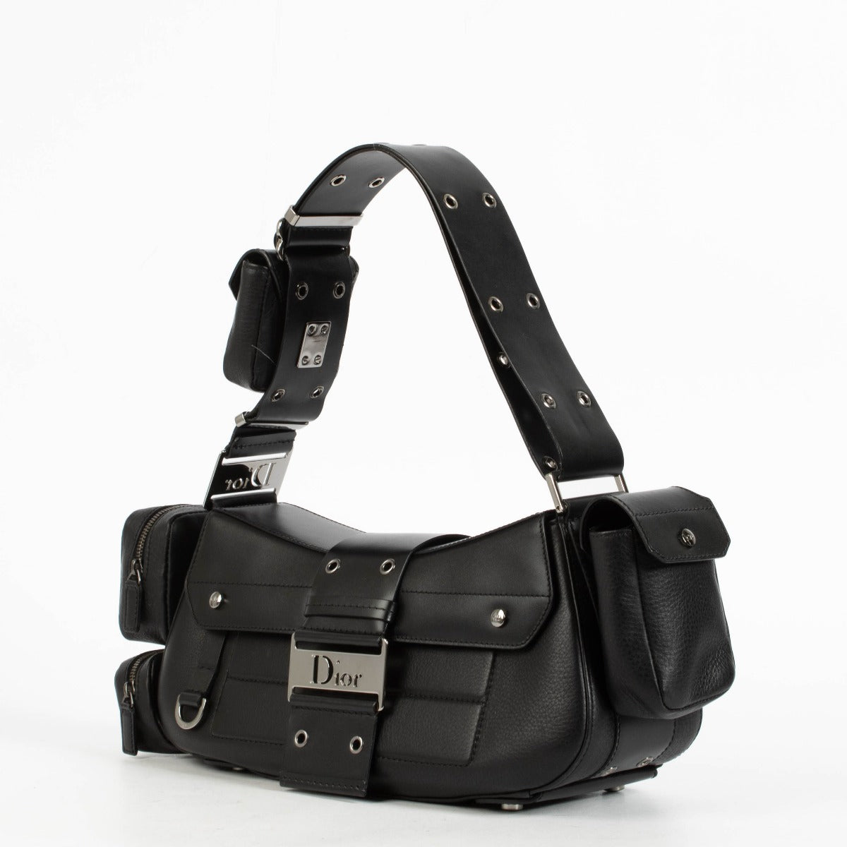 Authentic pre-loved Christian Dior Black Leather Street Chic Colombus Bag on Labellov.com