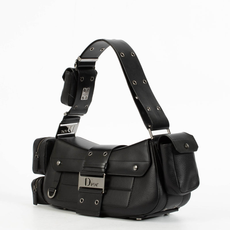 Authentic pre-loved Christian Dior Black Leather Street Chic Colombus Bag on Labellov.com