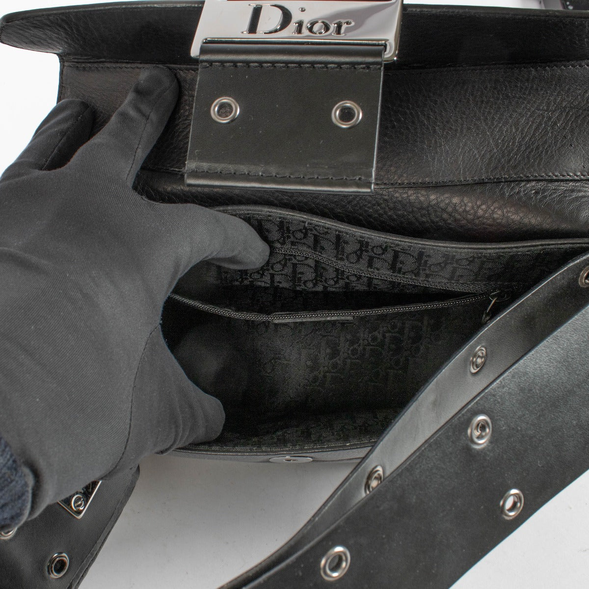 Authentic pre-loved Christian Dior Black Leather Street Chic Colombus Bag on Labellov.com