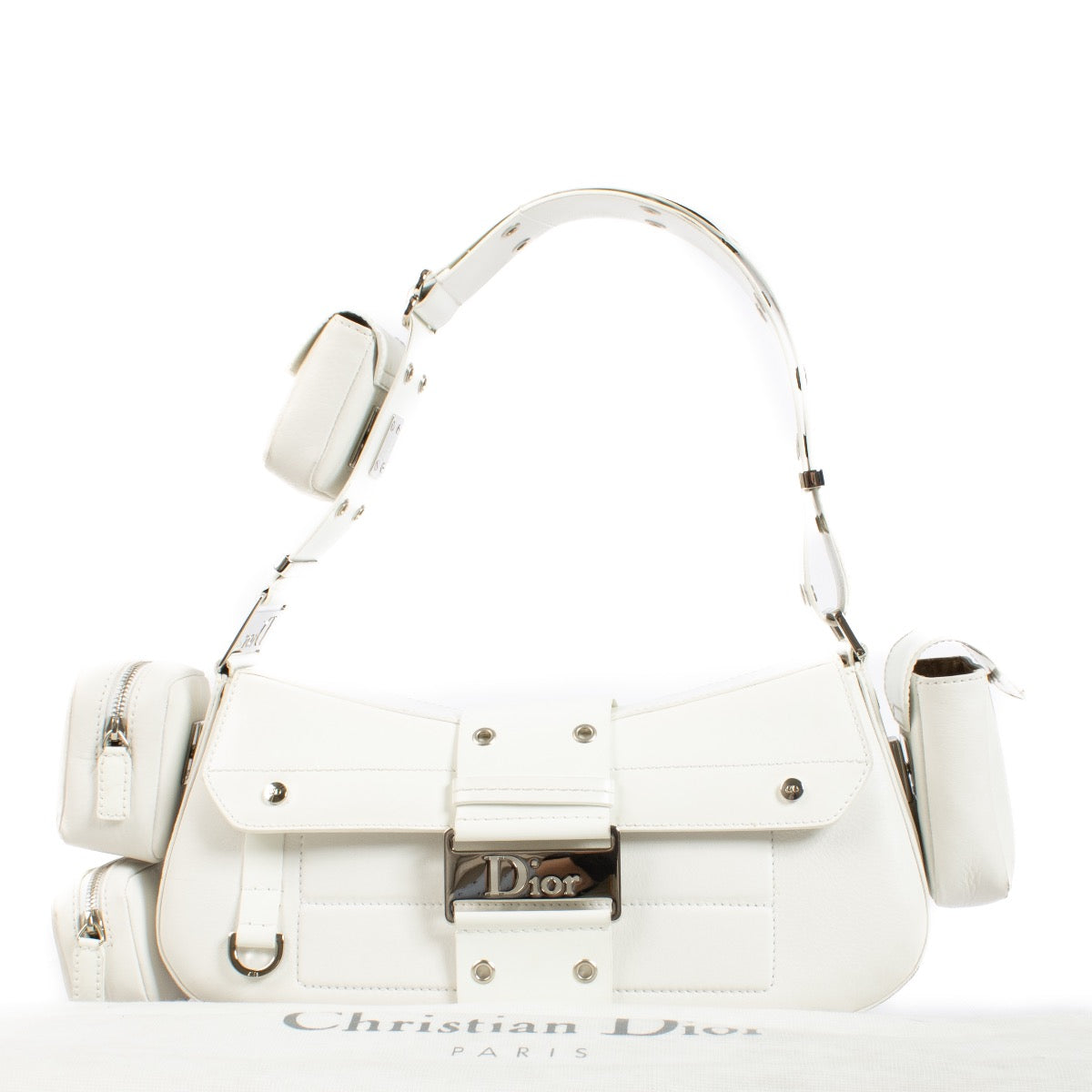 Authentic Second hand Christian Dior White Street Chic Columbus Avenue Bag on labellov.com