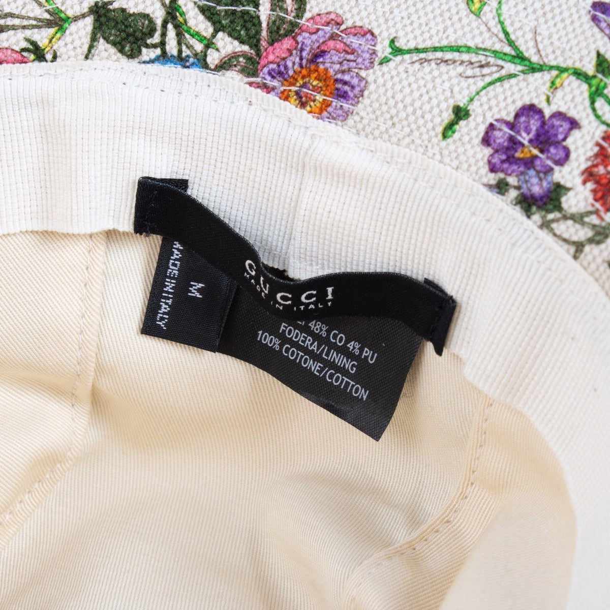 Gucci White Cotton Flora Print Bucket Hat - Size M