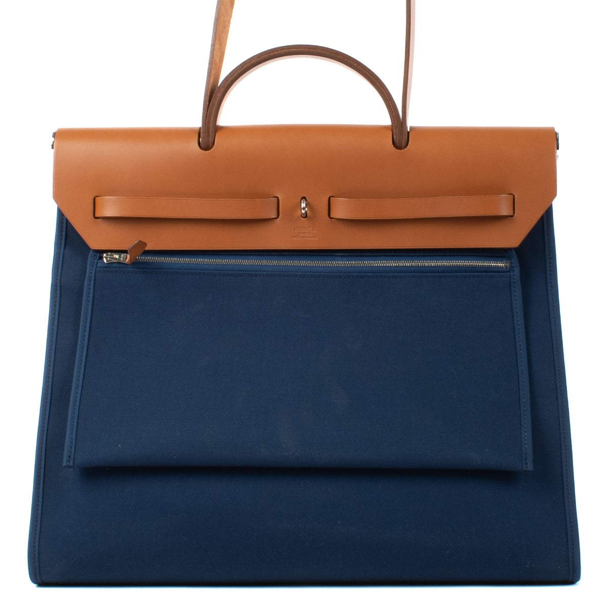 Hermès Herbag Zip 39 Bleu De Malte/Fauve Toile/Vache Hunter PHW