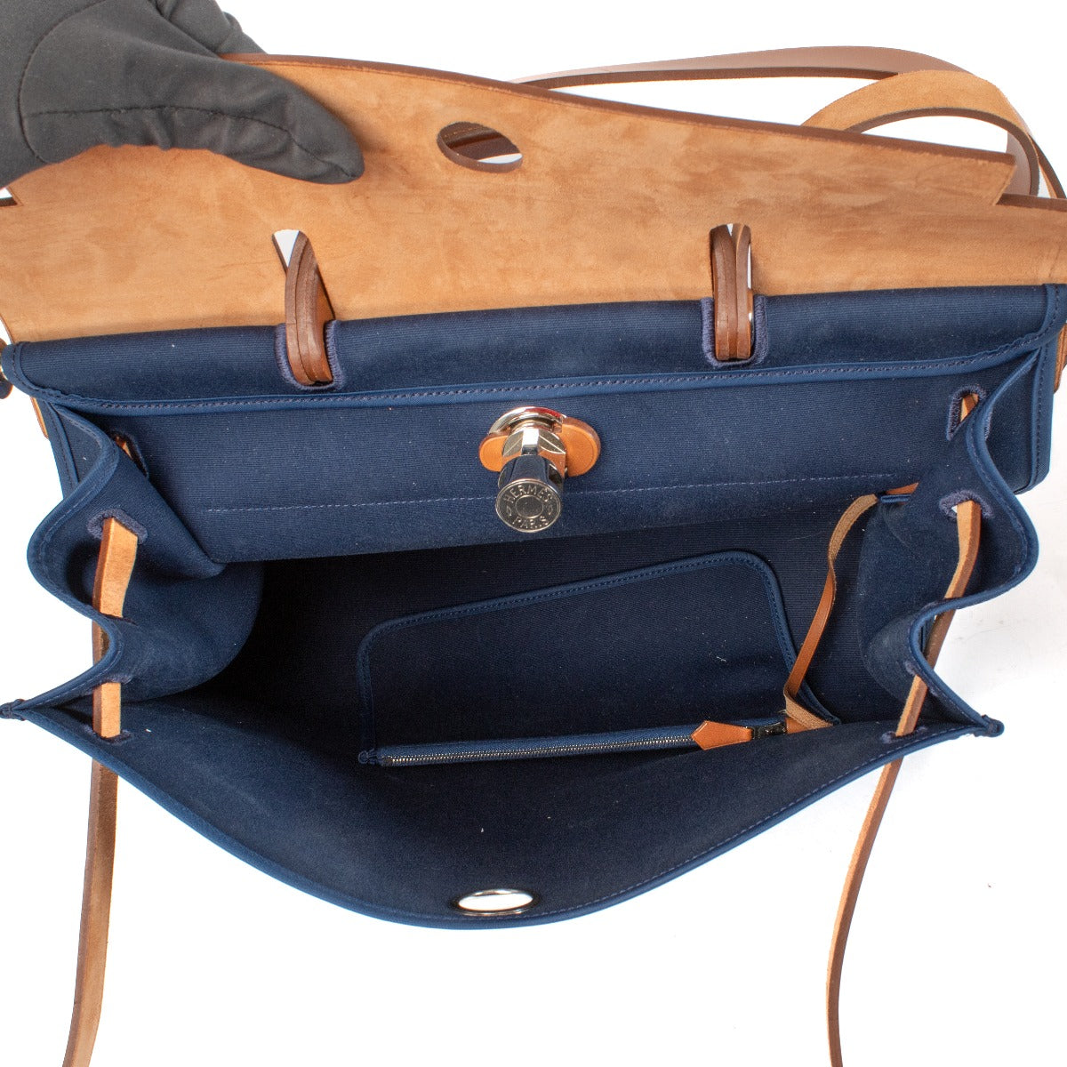 Hermès Herbag Zip 39 Bleu De Malte/Fauve Toile/Vache Hunter PHW