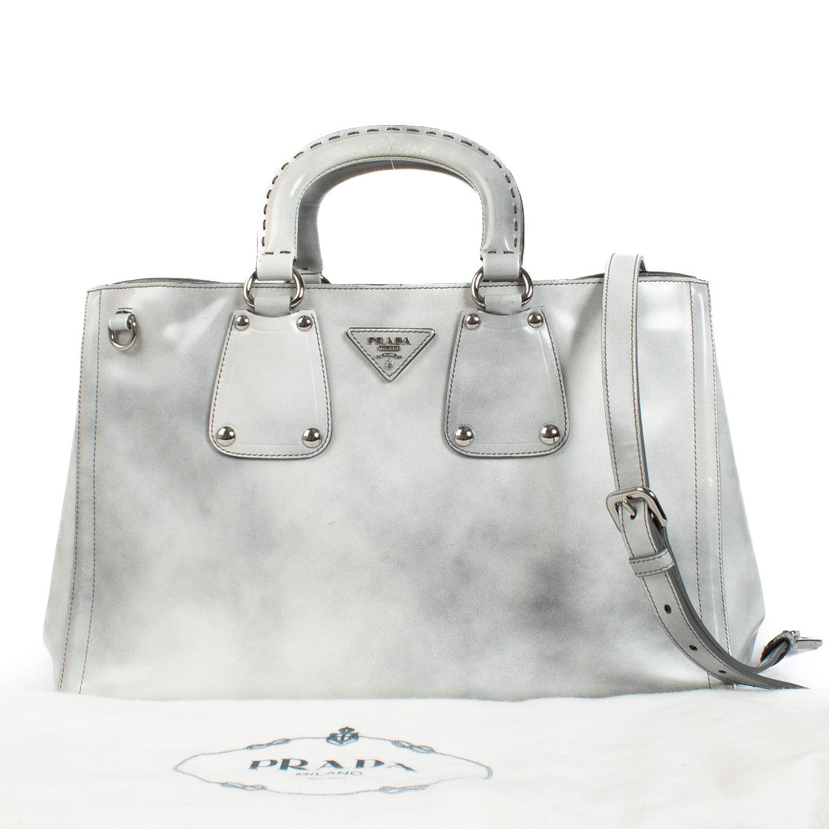 Buy authentic second hand Prada Grey Spazzolato Leather Shopping Tote at Labellov.com