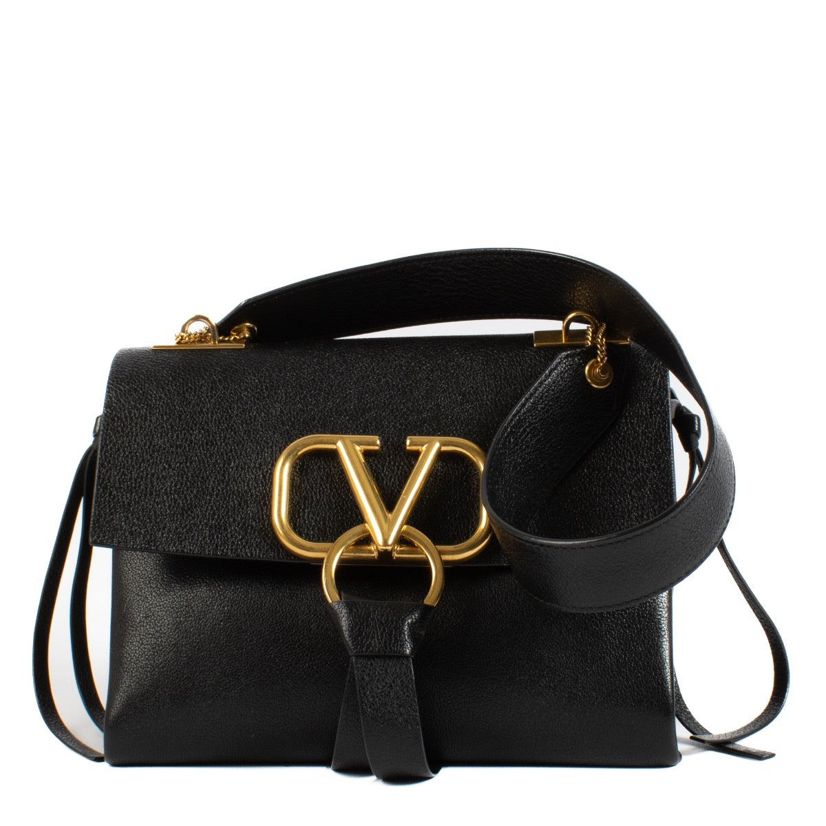 Shop safe online at Labellov in Antwerp, Brussels and Knokke this 100% authentic second hand Valentino Garavani Black VRing Shoulder Bag