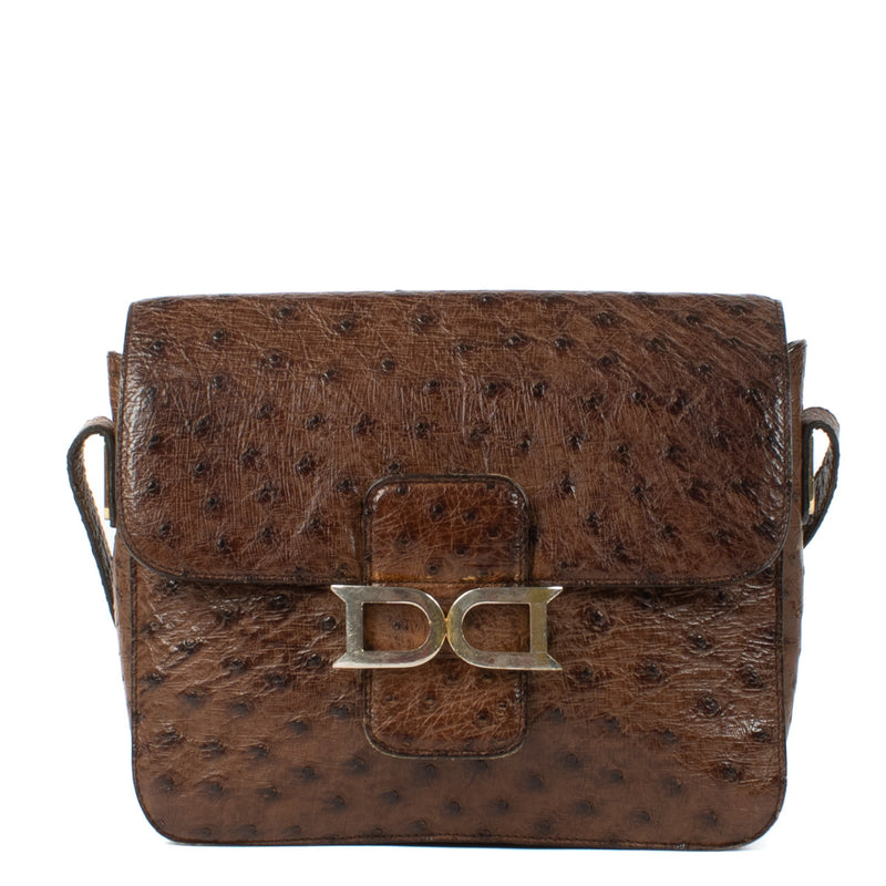 Are you looking to buy an exquisite Delvaux Brown Vintage Ostrich Bourgogne Crossbody Bag for the best price at Labellov