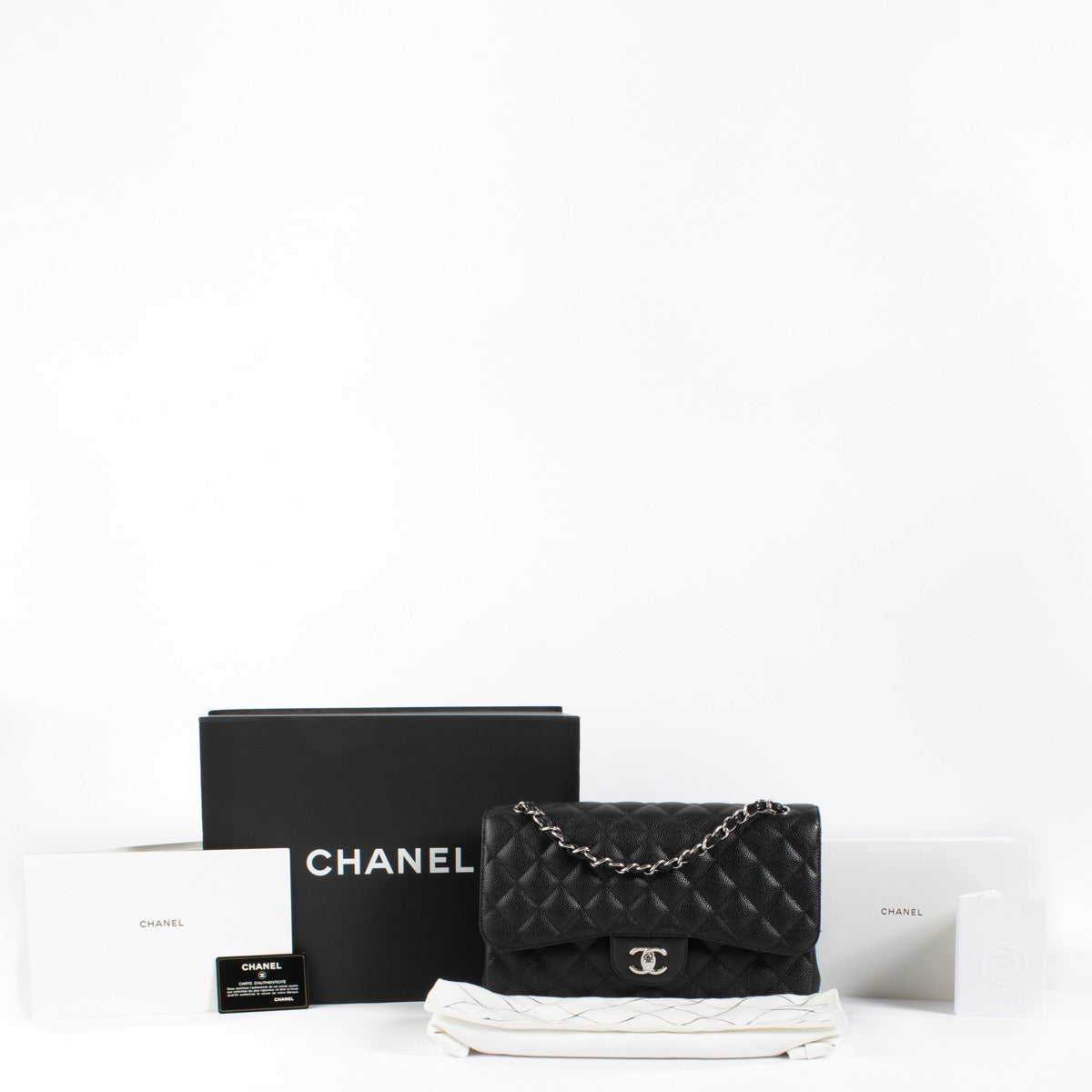 Shop safe online at Labellov in Antwerp, Brussels and Knokke this 100% authentic second hand Chanel Black Caviar Large Classic Flap Bag