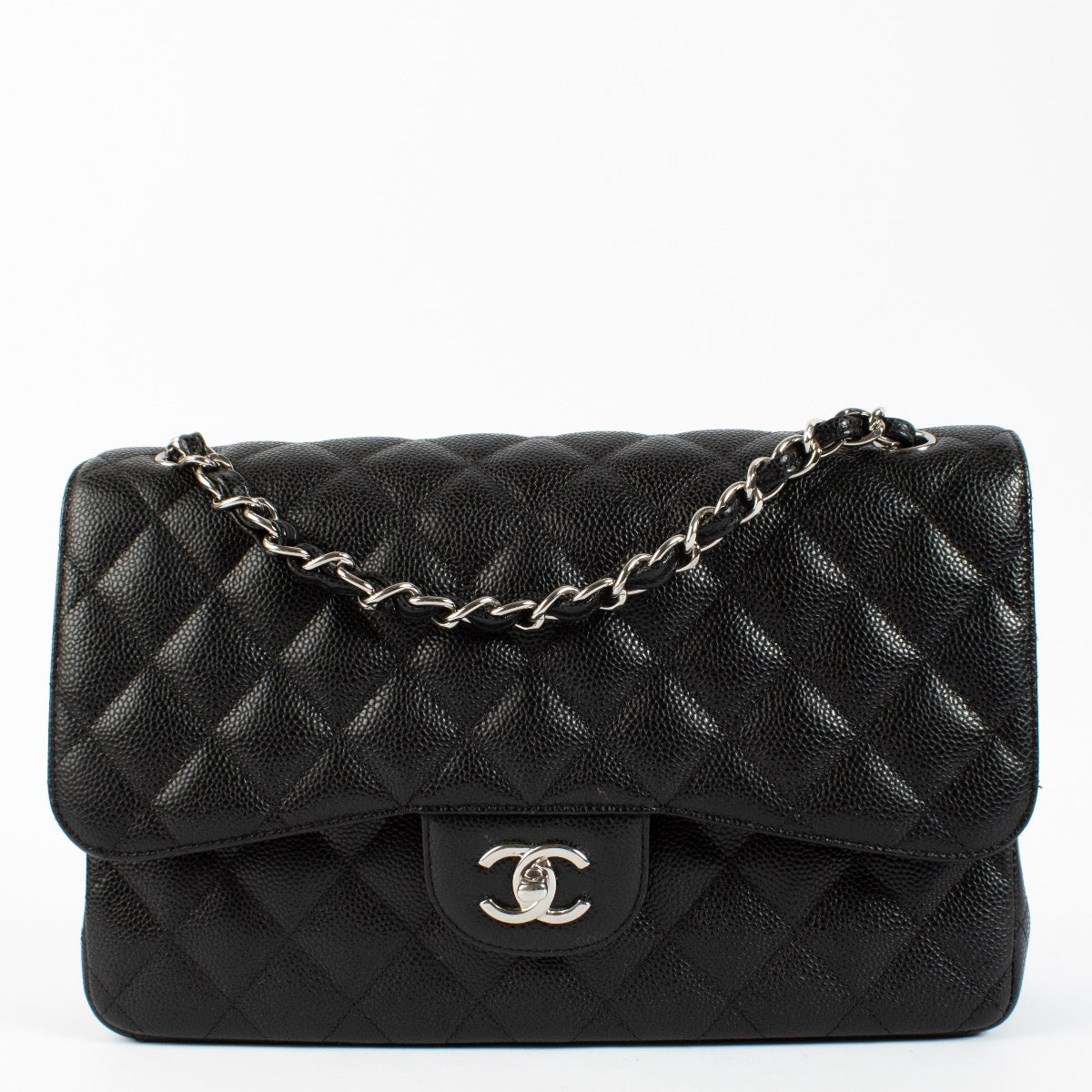 Shop safe online at Labellov in Antwerp, Brussels and Knokke this 100% authentic second hand Chanel Black Caviar Large Classic Flap Bag